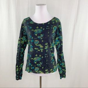 Urban Outfitters blue and green floral top